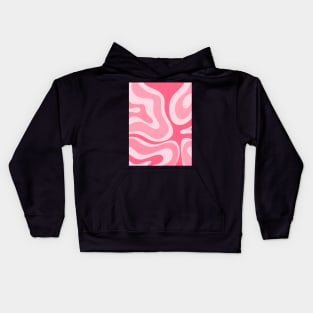 Modern Retro Liquid Swirl Abstract Pattern in Candy Pink Kids Hoodie